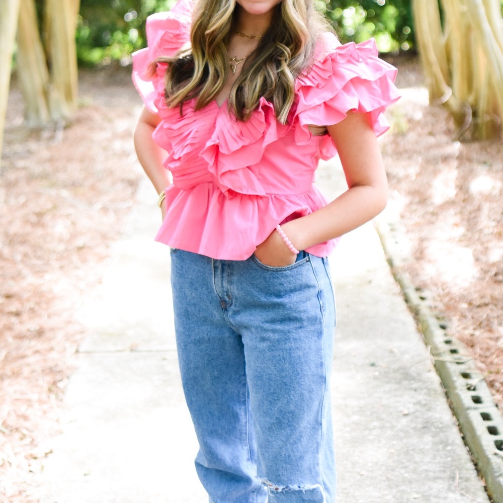 Pink Ruffle Women’s Top - Picture 8 of 10